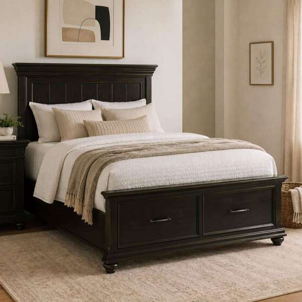 Queen Platform Storage Bed in Black