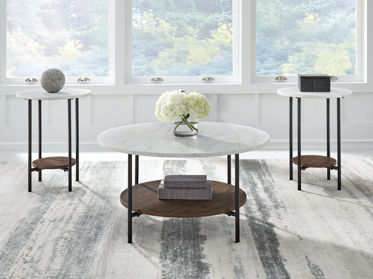 Diamond Furniture - Ashley Furniture - Wrenwich Table (Set of 3) - Occasional Table Set (3/CN) / Brown/Black/White - T167-13
