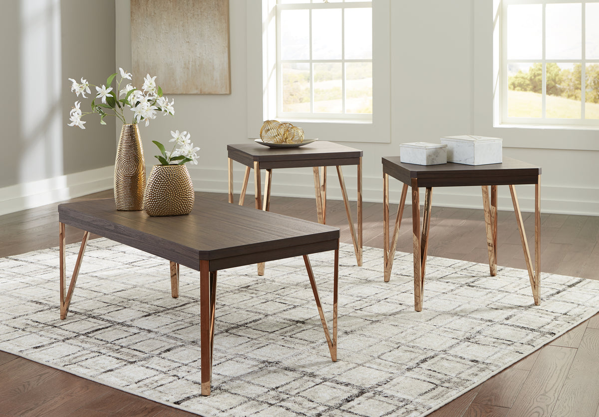 Diamond Furniture - Ashley Furniture - Bandyn Table (Set of 3) - Occasional Table Set (3/CN) / Brown/Champagne - T404-13