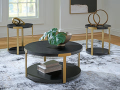 Diamond Furniture - Ashley Furniture - Shylore Table (Set of 3) - Occasional Table Set (3/CN) / Black/Brass Finish - T410-13