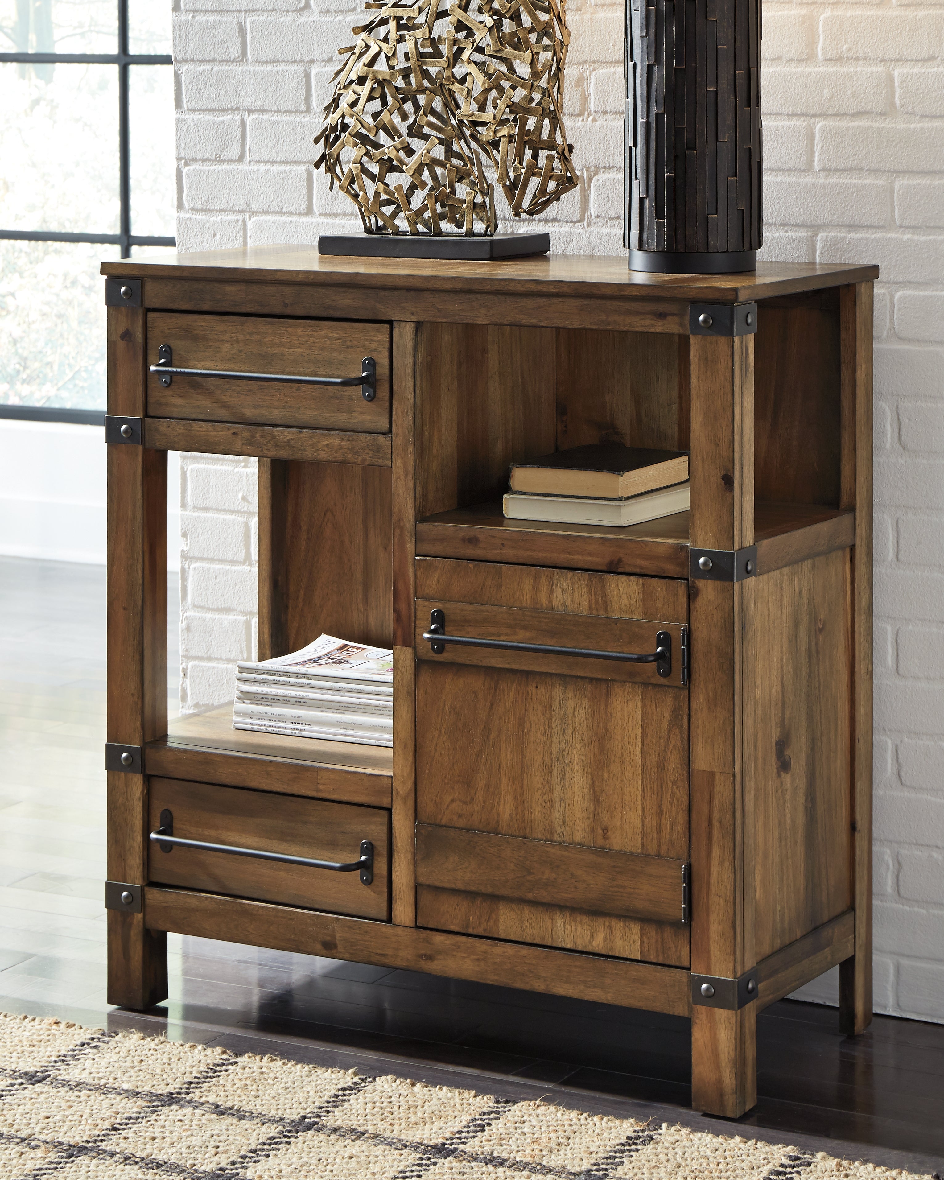 Diamond Furniture - Ashley Furniture - Roybeck Accent Cabinet - Accent Cabinet / Light Brown/Bronze - T411-40