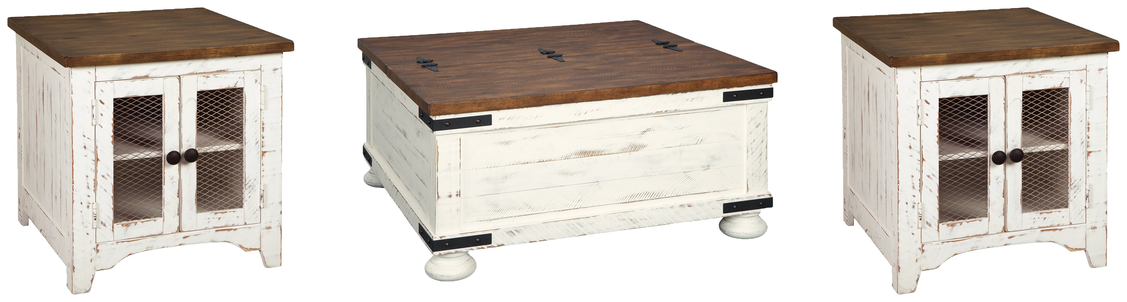 Diamond Furniture - Ashley Furniture - Wystfield Coffee Table and 2 End Tables - Coffee Table and 2 End Tables / White/Brown - T459T1