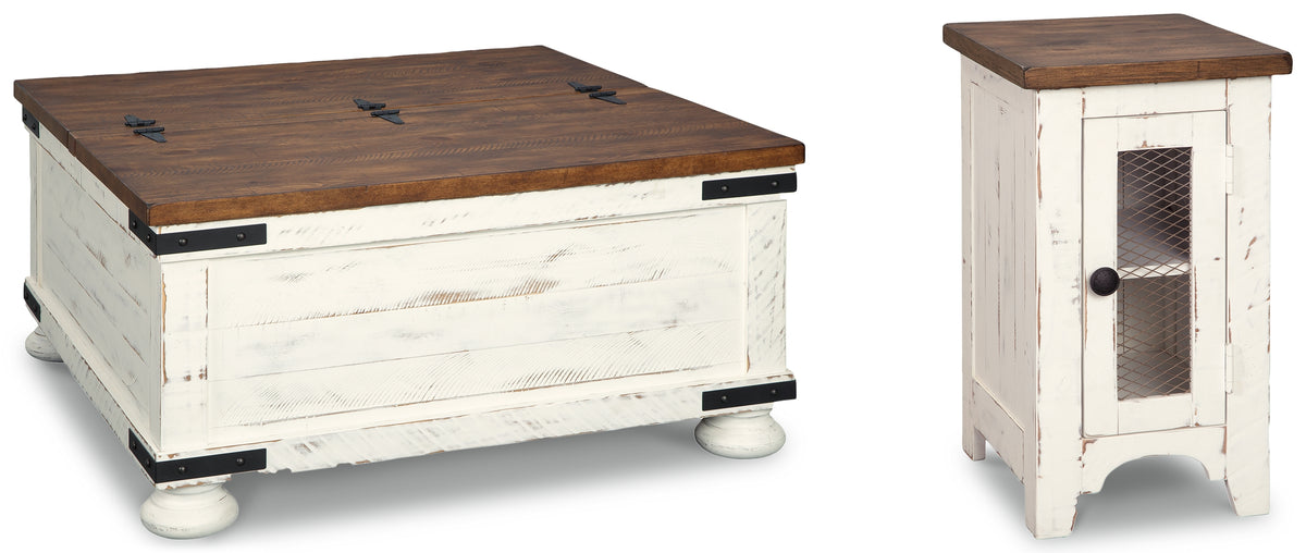 Diamond Furniture - Ashley Furniture - Wystfield Coffee Table and Chairside End Table - Coffee Table and Chairside End Table / White/Brown - T459T4