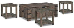 Diamond Furniture - Ashley Furniture - Hollum Coffee Table and 3 End Tables - Coffee Table and 3 End Tables / Rustic Brown - T466T2