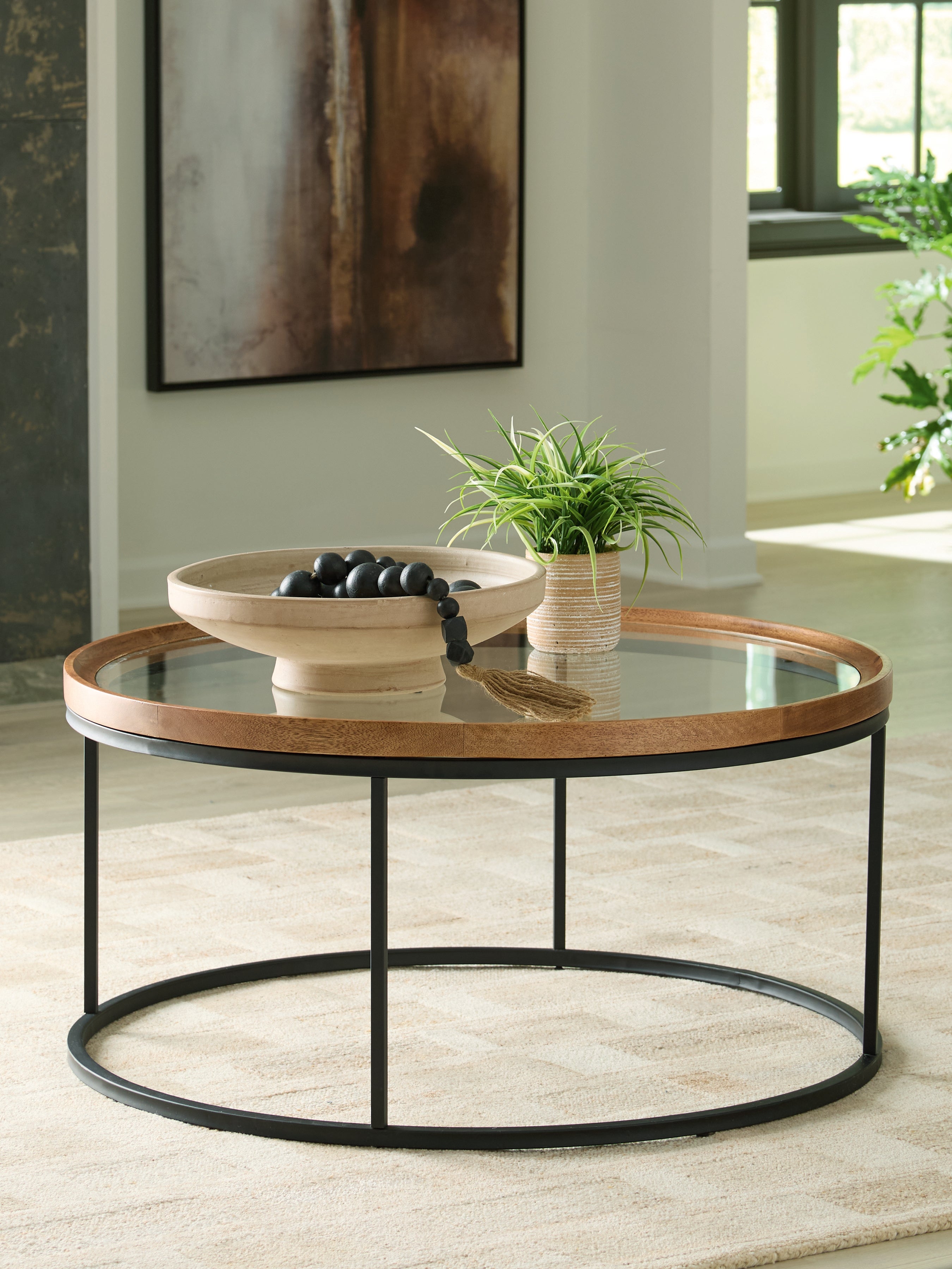Diamond Furniture - Ashley Furniture - Noraluna Coffee Table - Round Cocktail Table - T502-8