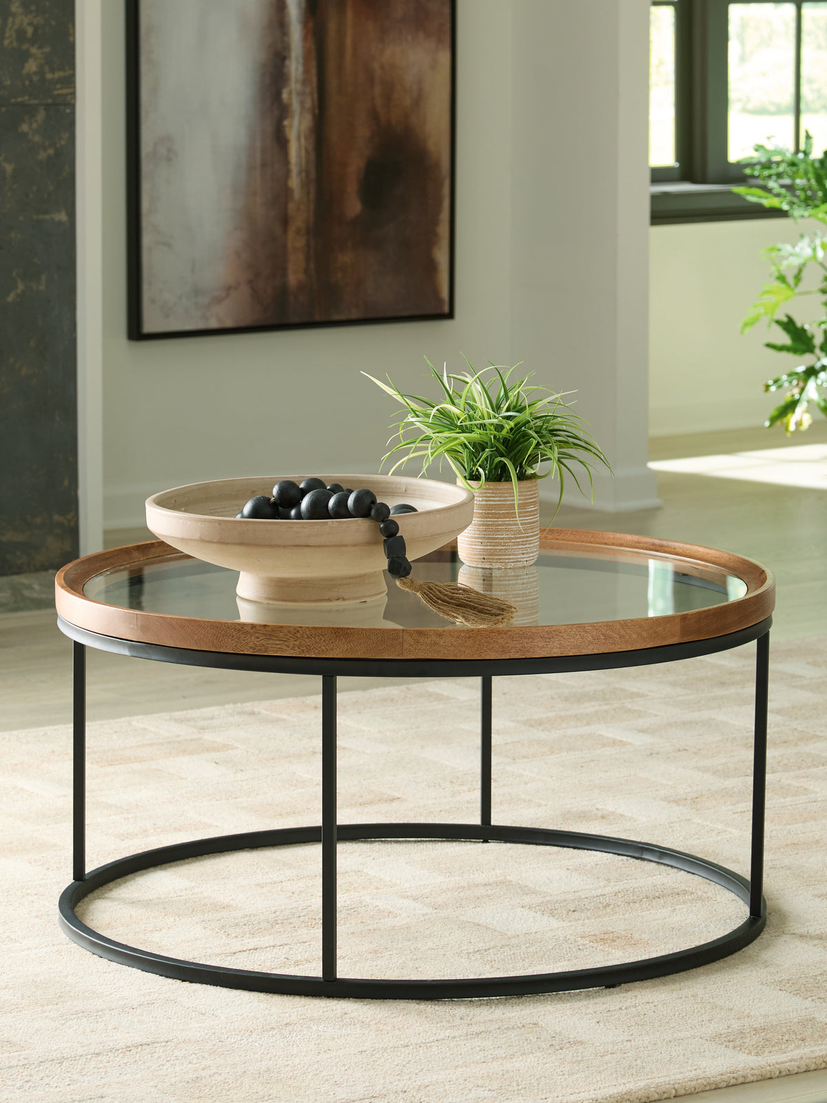 Diamond Furniture - Ashley Furniture - Noraluna Coffee Table - Round Cocktail Table - T502-8