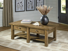 Diamond Furniture - Ashley Furniture - Vandenmore Coffee Table - Rectangular Cocktail Table / Medium Brown - T539-1