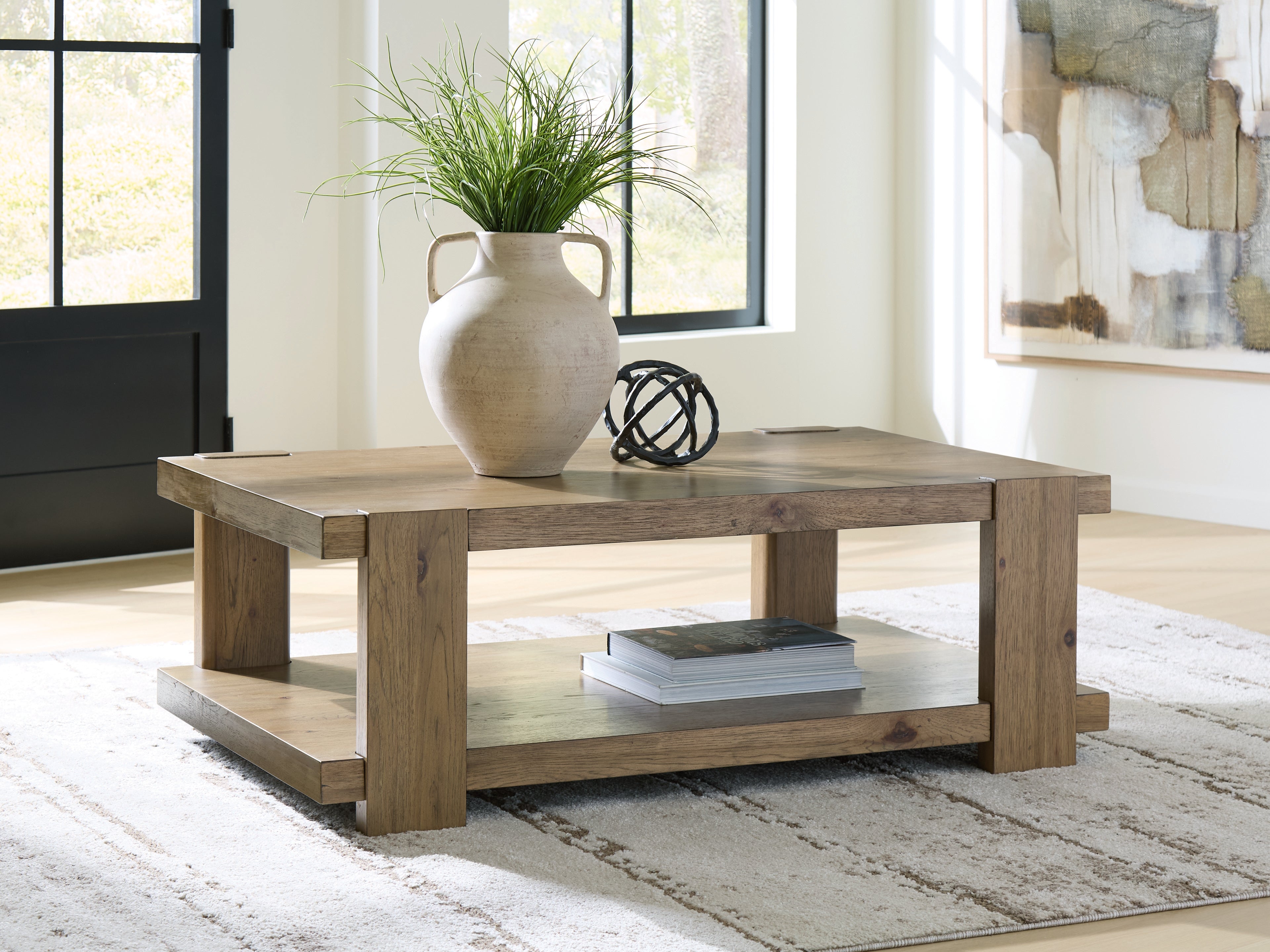 Diamond Furniture - Ashley Furniture - Flangren Coffee Table - Rectangular Cocktail Table - T553-1