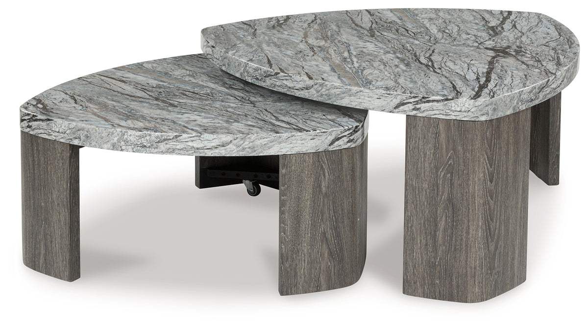 Diamond Furniture - Ashley Furniture - Surmour Stacked Coffee Table - Stacked Cocktail Table / Gray/Brown - T600-0