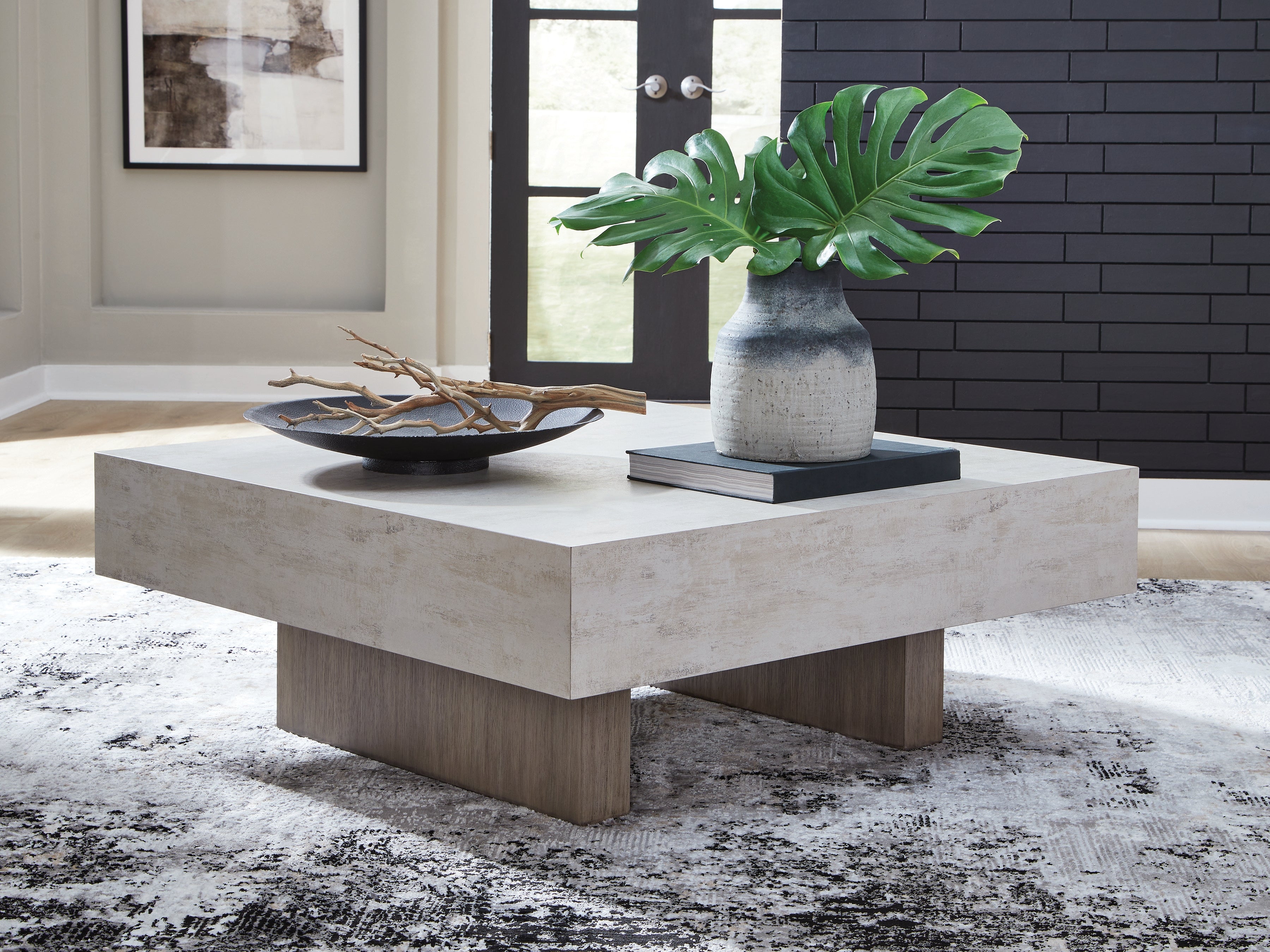 Diamond Furniture - Ashley Furniture - Jorlaina Coffee Table - Square Cocktail Table / Light Grayish Brown - T622-8