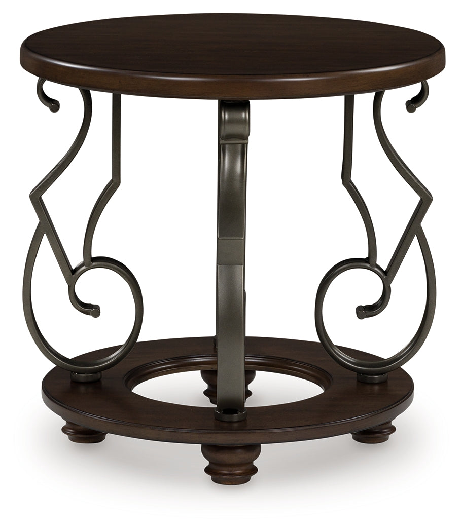 Diamond Furniture - Ashley Furniture - Frallyn End Table - Round End Table / Dark Brown - T623-6