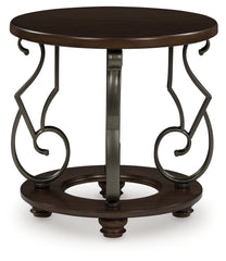 Diamond Furniture - Ashley Furniture - Frallyn End Table - Round End Table / Dark Brown - T623-6