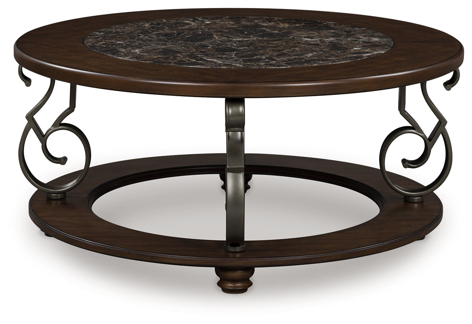 Diamond Furniture - Ashley Furniture - Frallyn Coffee Table - Round Cocktail Table / Dark Brown - T623-8