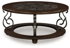 Diamond Furniture - Ashley Furniture - Frallyn Coffee Table - Round Cocktail Table / Dark Brown - T623-8
