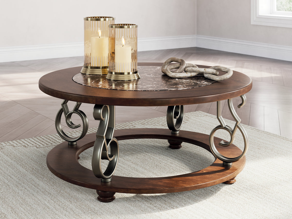 Diamond Furniture - Ashley Furniture - Frallyn Coffee Table - Round Cocktail Table - T623-8