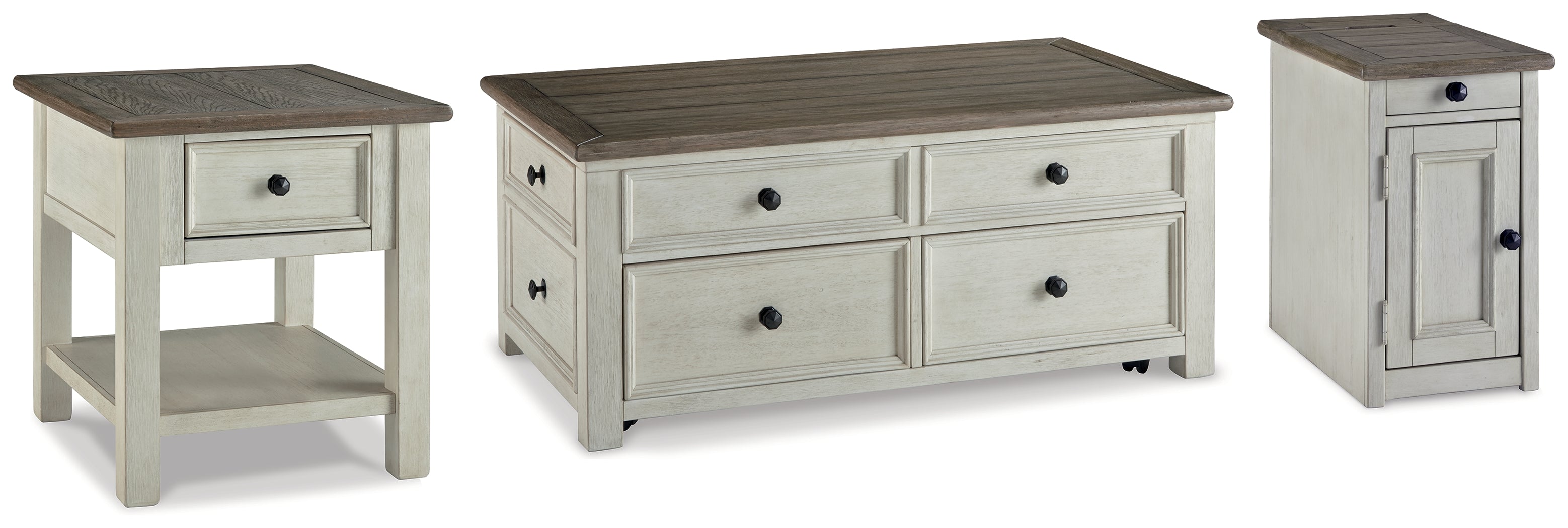 Diamond Furniture - Ashley Furniture - Bolanburg Coffee Table with End Table and Chairside End Table - Coffee Table with End Table and Chairside End Table - T637T1