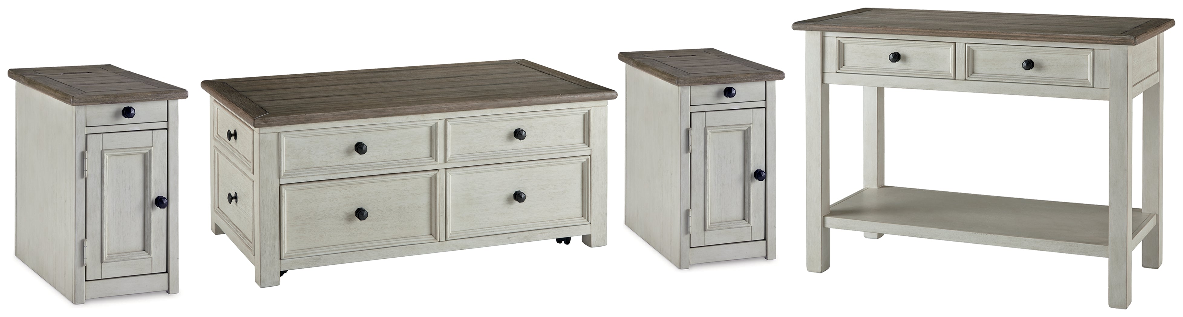 Diamond Furniture - Ashley Furniture - Bolanburg Coffee Table and 2 Chairside End Tables with Console - Coffee Table and 2 Chairside End Tables with Console - T637T4