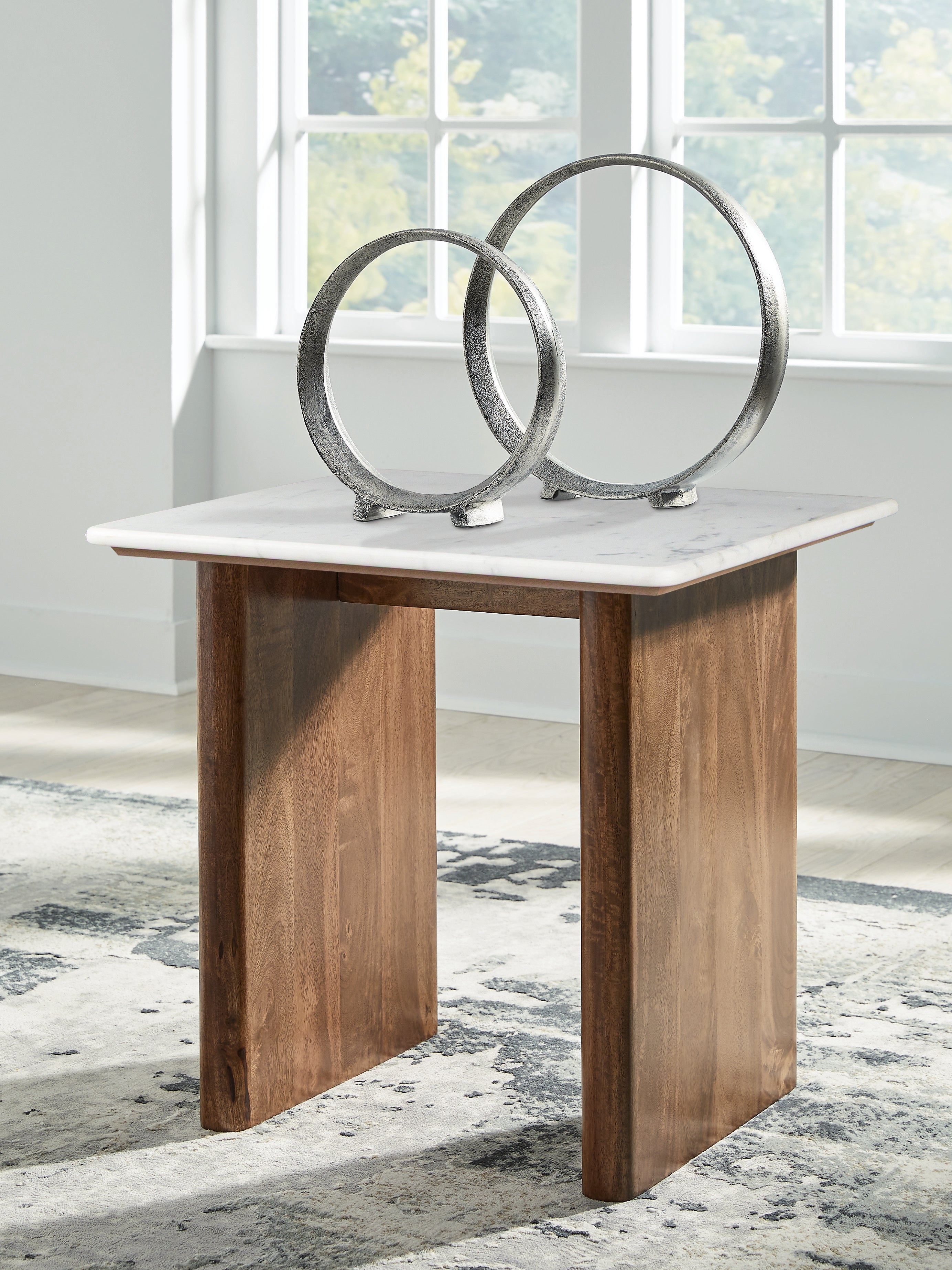 Diamond Furniture - Ashley Furniture - Isanti End Table - Square End Table / Light Brown/White - T662-3