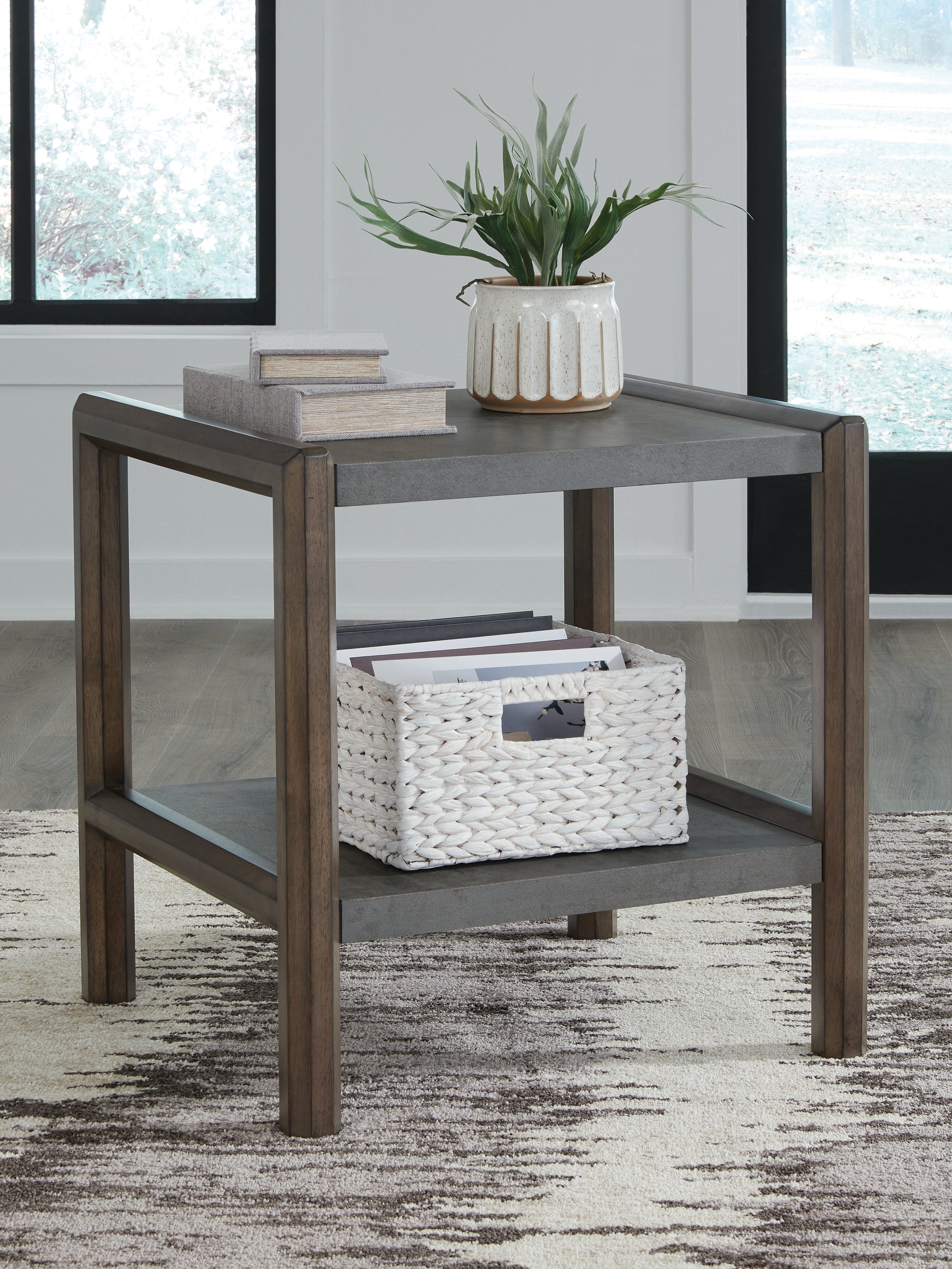 Diamond Furniture - Ashley Furniture - Kallenny End Table - Rectangular End Table / Brown/Gray - T669-3