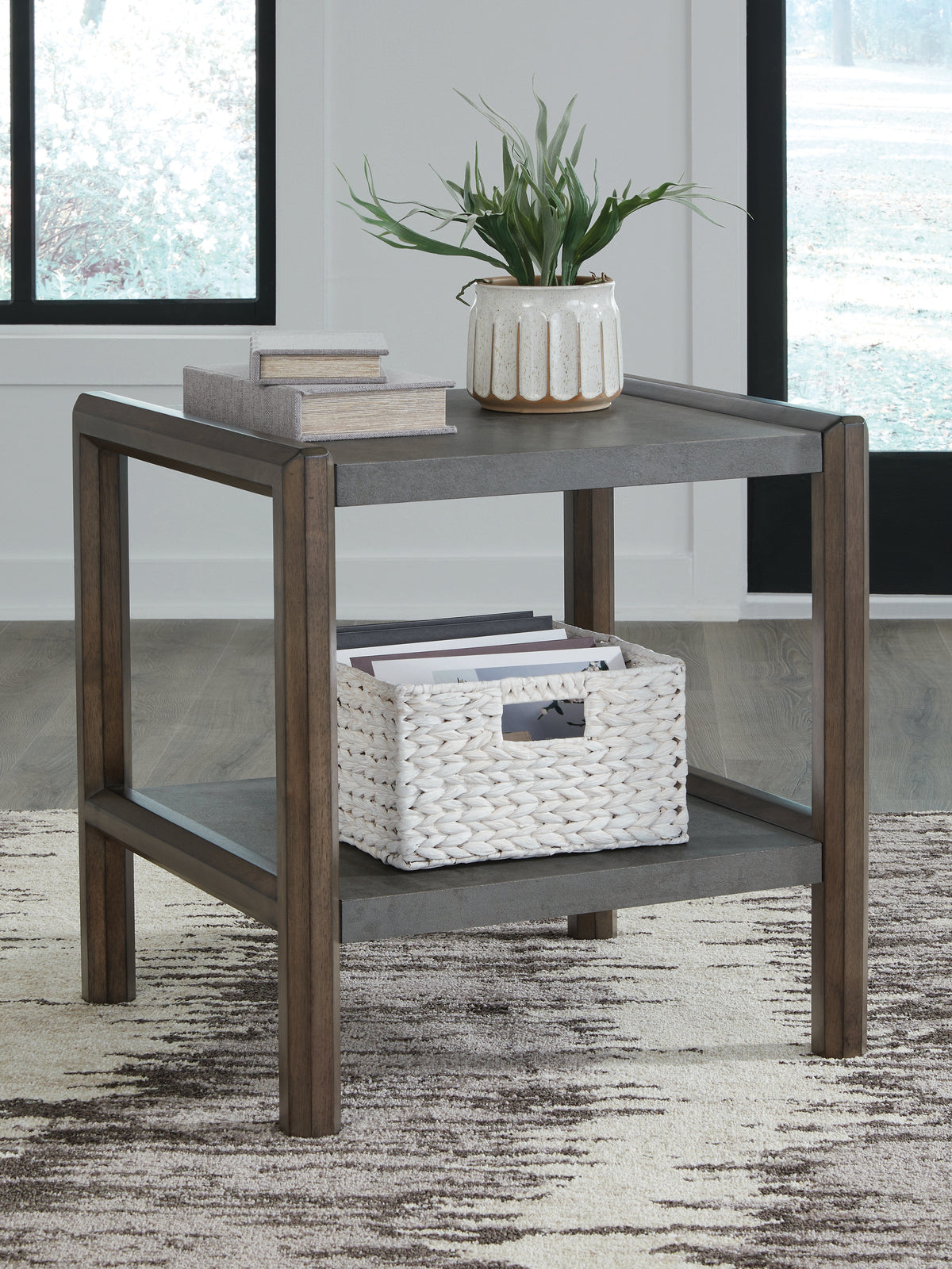 Diamond Furniture - Ashley Furniture - Kallenny End Table - Rectangular End Table / Brown/Gray - T669-3