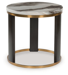 Diamond Furniture - Ashley Furniture - Jazmore End Table - Round End Table / Brown/Brass Finish - T671-6