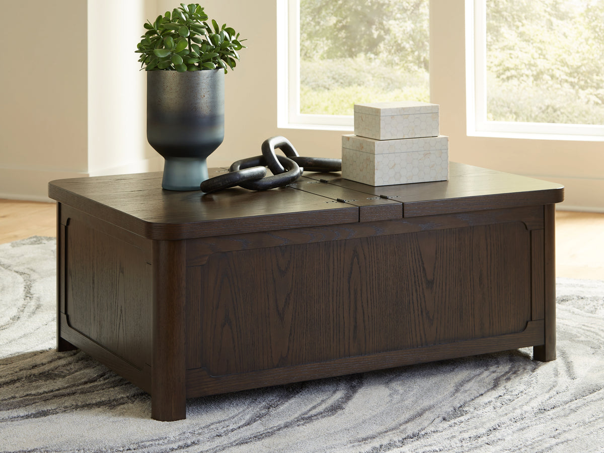 Diamond Furniture - Ashley Furniture - Breckington Coffee Table With Storage - Cocktail Table with Storage / Dark Brown - T678-20
