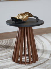 Diamond Furniture - Ashley Furniture - Kallari End Table - Round End Table / Warm Brown/Black - T737-6