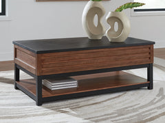 Diamond Furniture - Ashley Furniture - Kallari Lift-Top Coffee Table - Lift Top Cocktail Table / Warm Brown/Black - T737-9