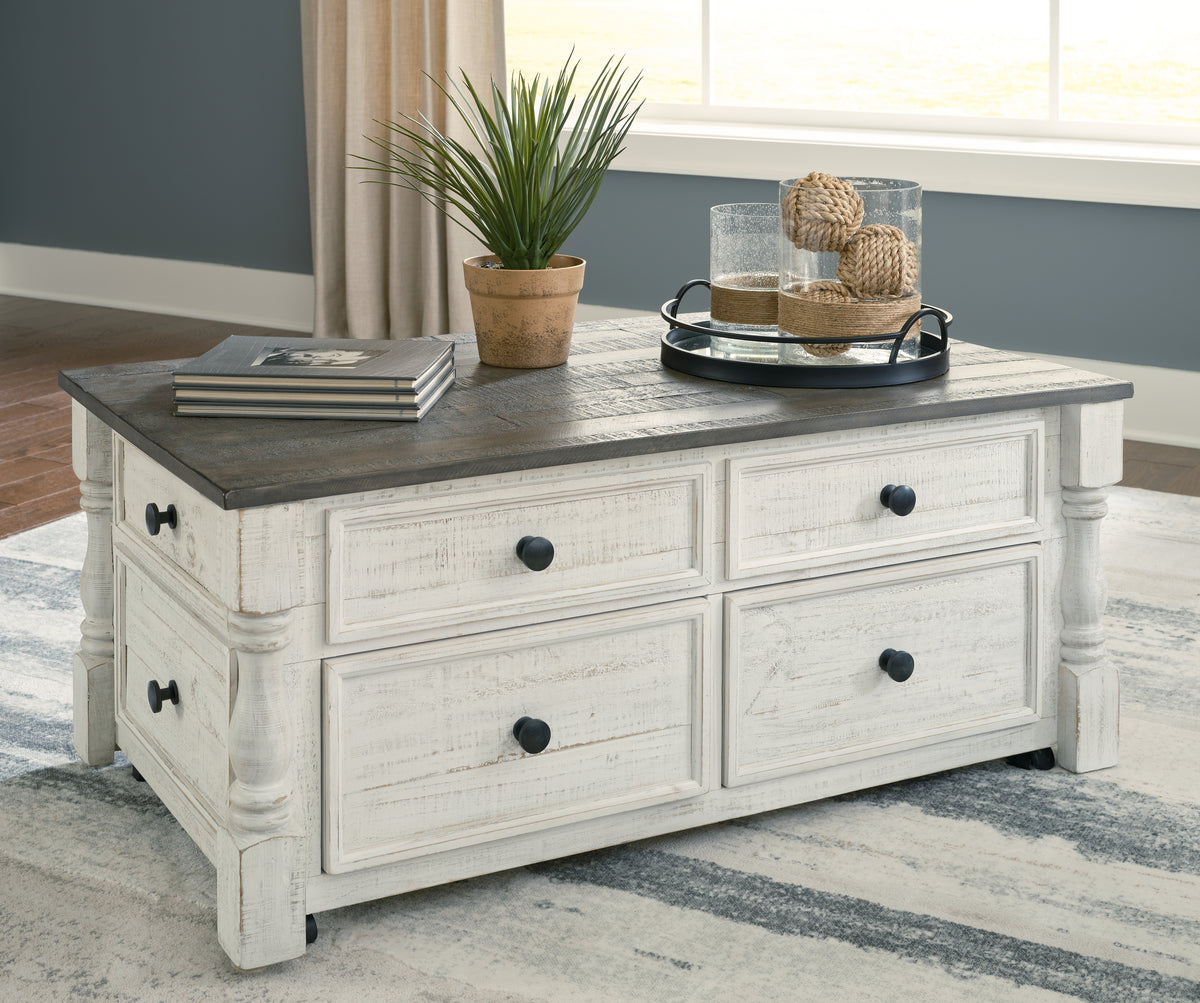Diamond Furniture - Ashley Furniture - Havalance Lift-Top Coffee Table - Lift Top Cocktail Table / White/Gray - T994-20