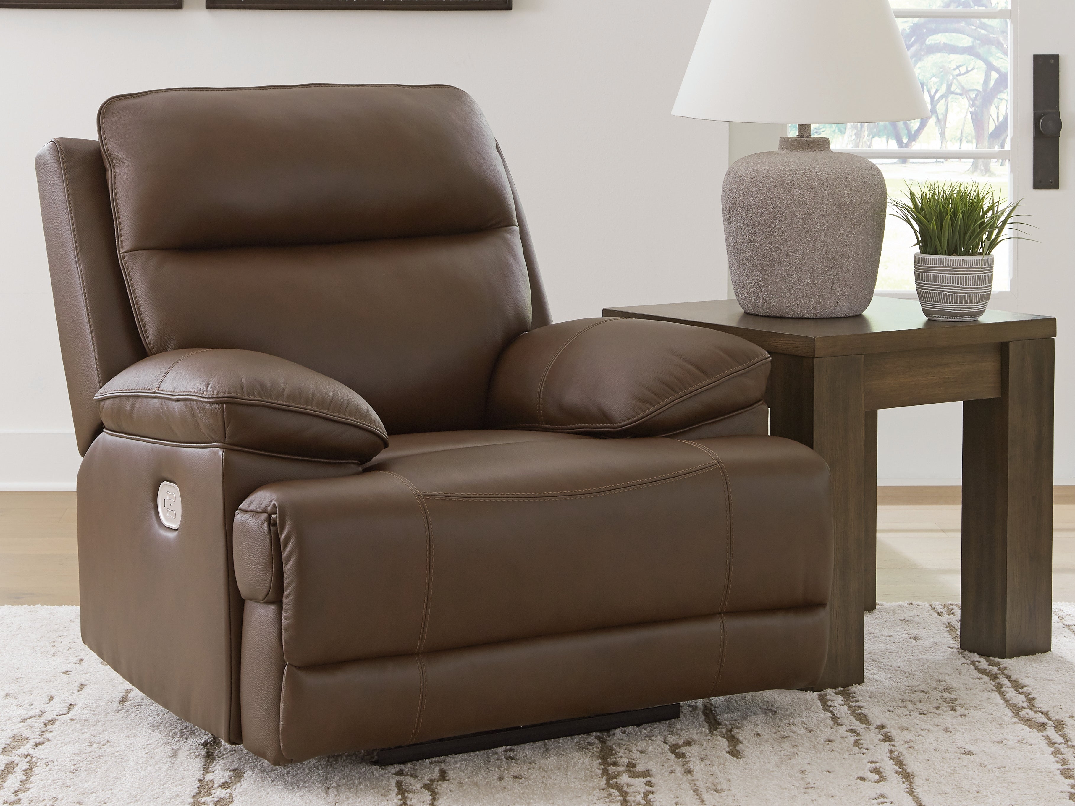 Diamond Furniture - Ashley Furniture - VonRyan Living Room - PWR REC Sofa with ADJ Headrest / Tobacco - U1040015