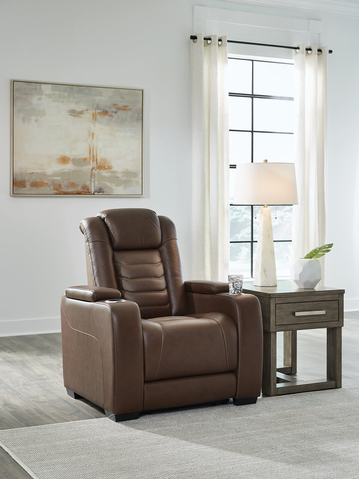 Diamond Furniture - Ashley Furniture - High Impact Living Room - PWR REC Sofa with ADJ Headrest / Tobacco - U1060115