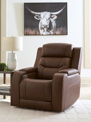 Diamond Furniture - Ashley Furniture - Knightington Living Room - PWR REC Sofa w/Audio Seating / Brown - PCU1160215A