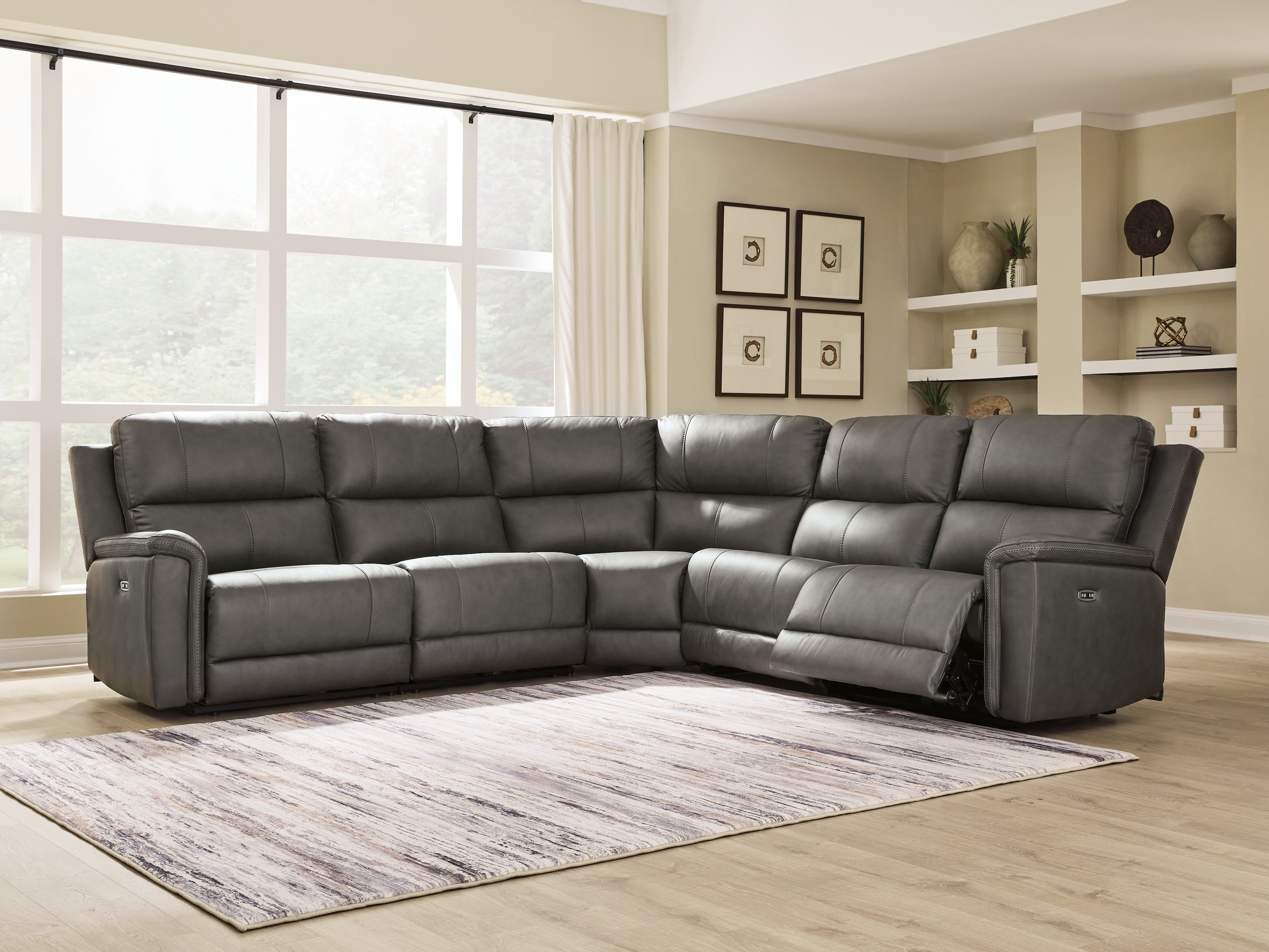 Diamond Furniture - Ashley Furniture - Bleckley 5-Piece Power Reclining Sectional - 5-Piece Power Reclining Sectional / Anchor - PCU12000S4