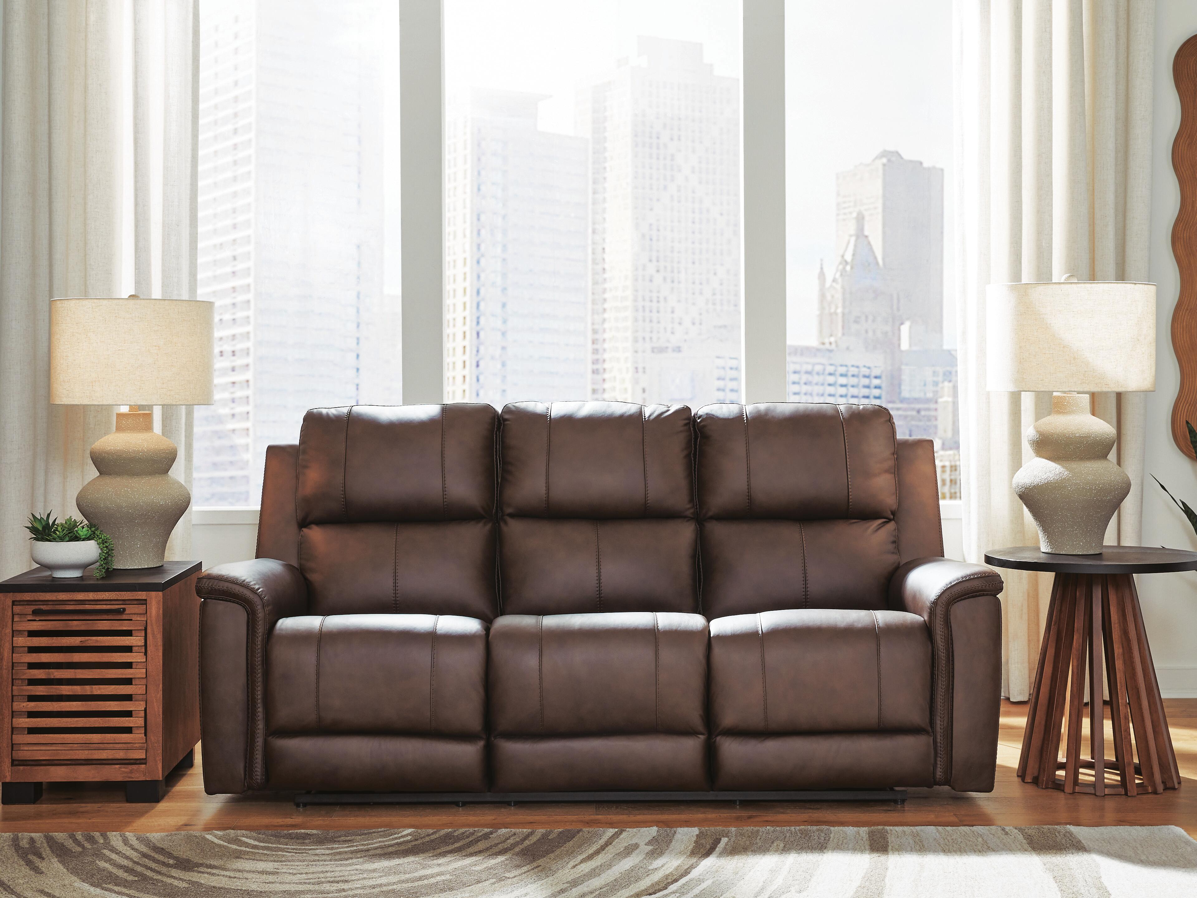 Diamond Furniture - Ashley Furniture - Bleckley Power Reclining Sofa - PWR REC Sofa with ADJ Headrest / Espresso - PCU1200115