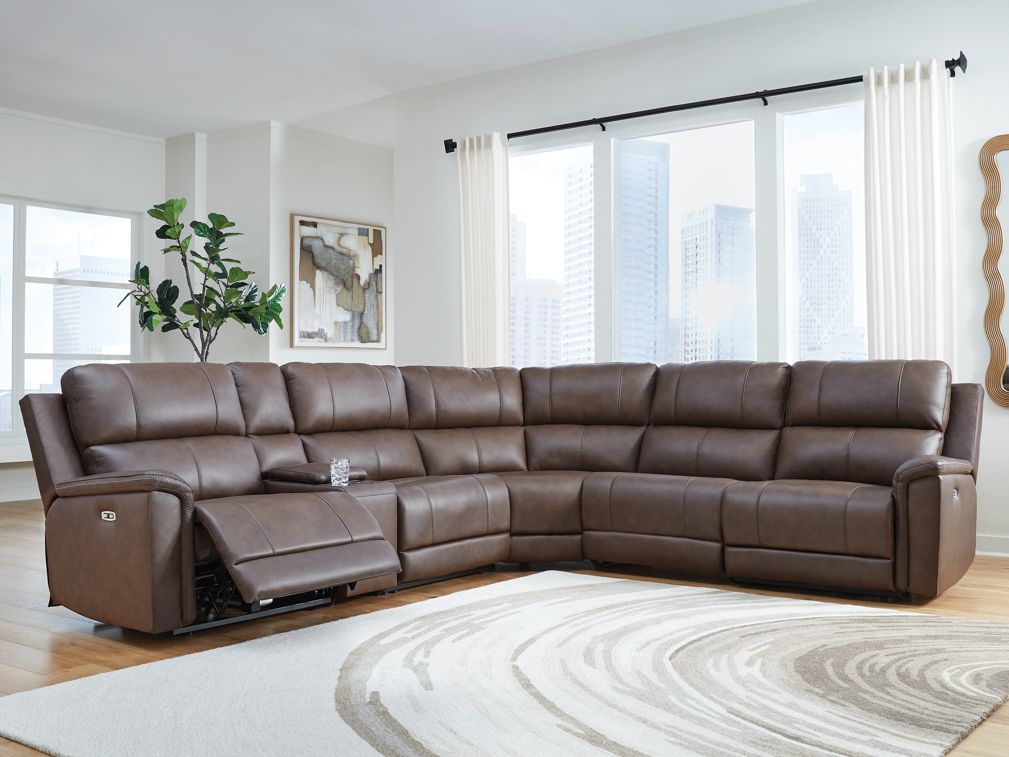 Diamond Furniture - Ashley Furniture - Bleckley Sectional - 6-Piece Power Reclining Sectional / Espresso - PCU12001S5