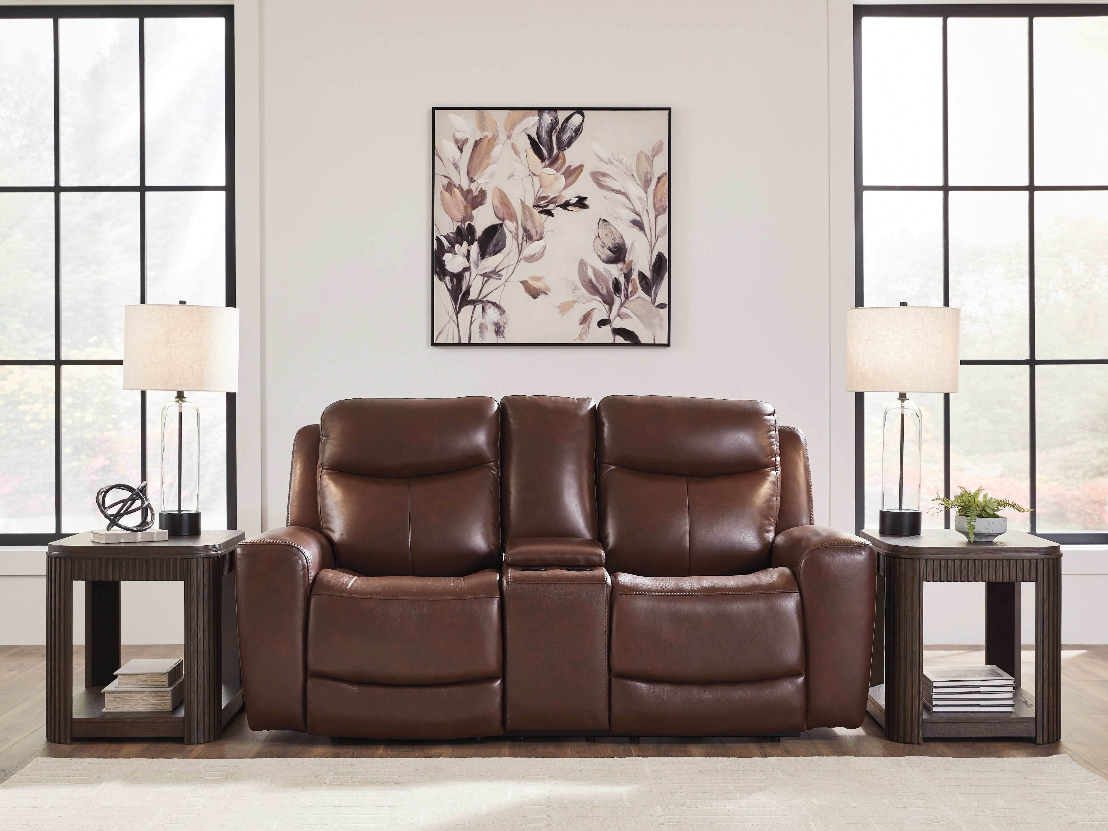 Diamond Furniture - Ashley Furniture - Next Move Living Room - PWR REC Loveseat/CON/ADJ HDRST / Mahogany - PCU1210218