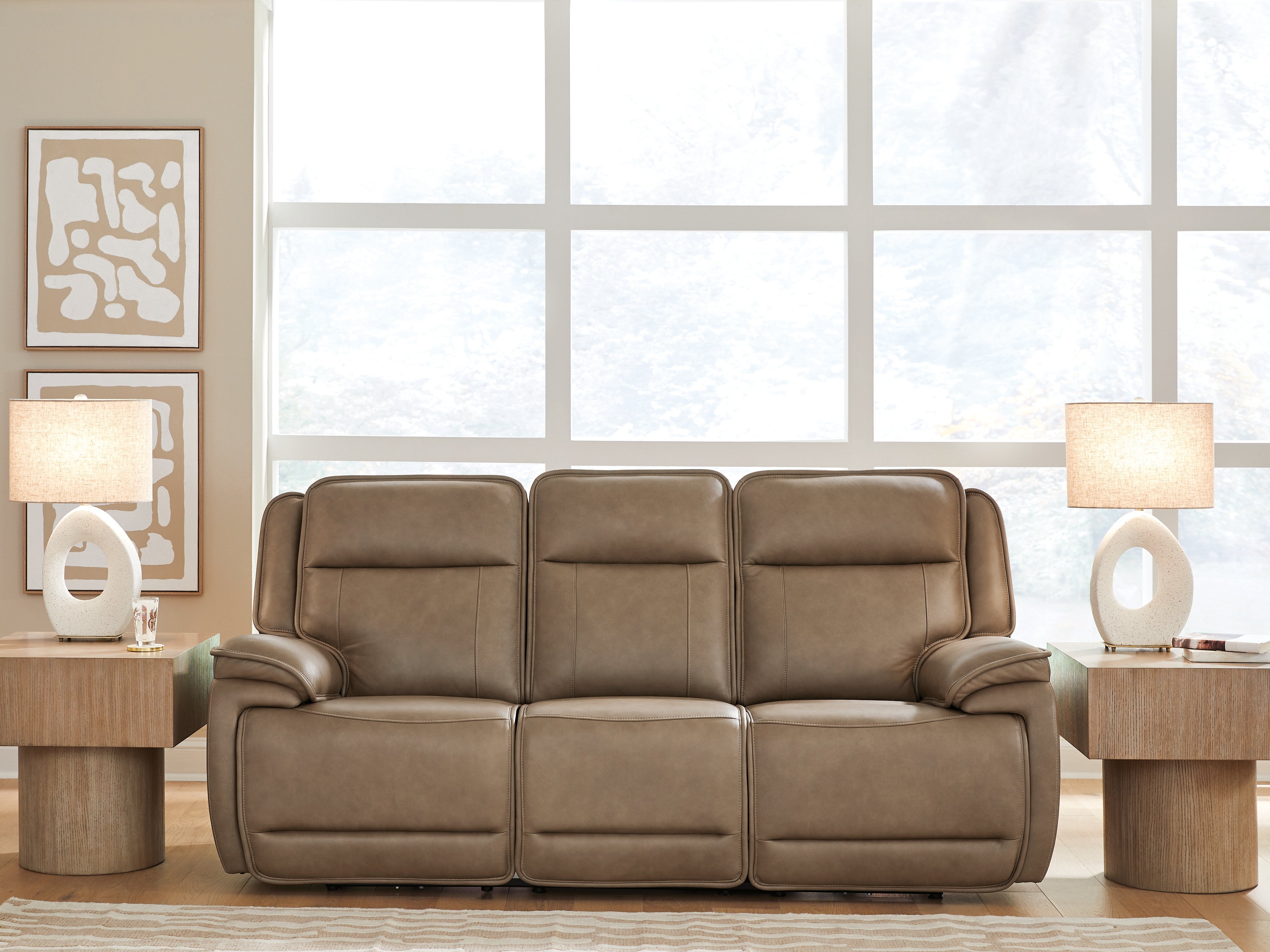 Diamond Furniture - Ashley Furniture - Glencroft Power Reclining Sofa - PWR REC Sofa with ADJ Headrest - PCU1240015