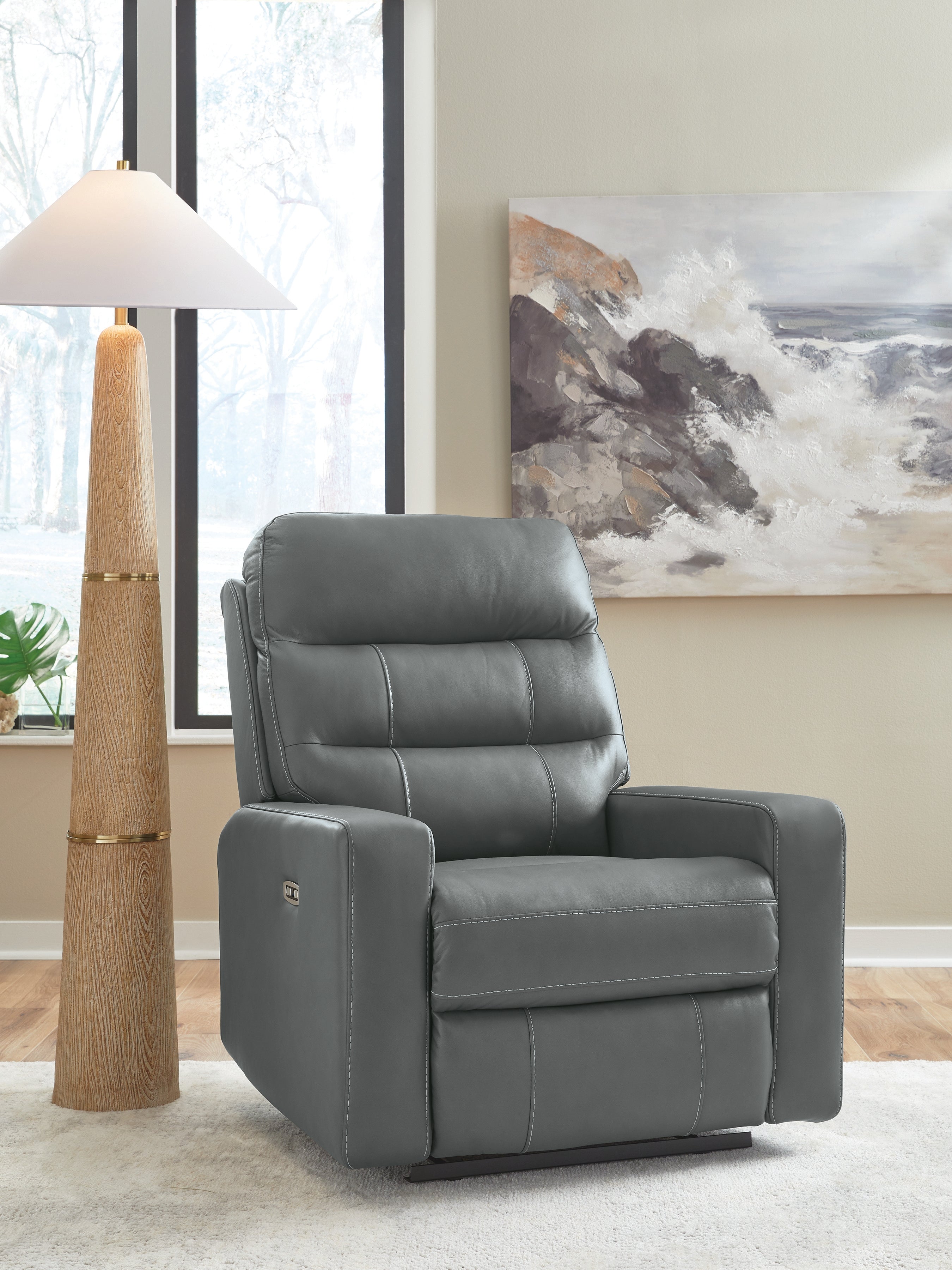 Diamond Furniture - Ashley Furniture - Pennacle Pier Power Recliner - PWR Recliner/ADJ Headrest / Tideon - PCU1350113