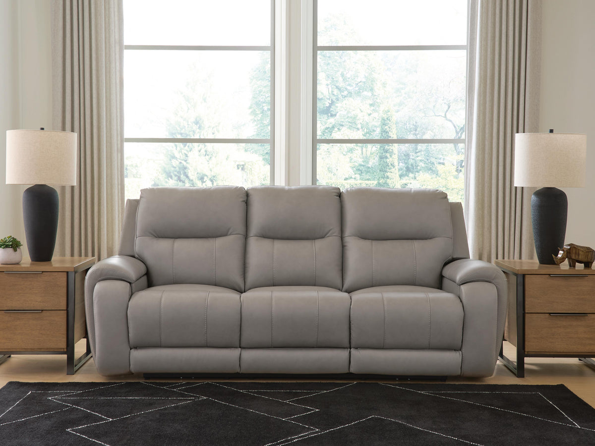 Diamond Furniture - Ashley Furniture - Real Moments Power Reclining Sofa with Audio Seating - PWR REC Sofa w/Audio Seating - PCU1370015A