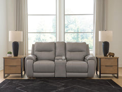 Diamond Furniture - Ashley Furniture - Real Moments Power Reclining Loveseat with Audio Seating - PWR REC Love w/Audio Seating - PCU1370018A