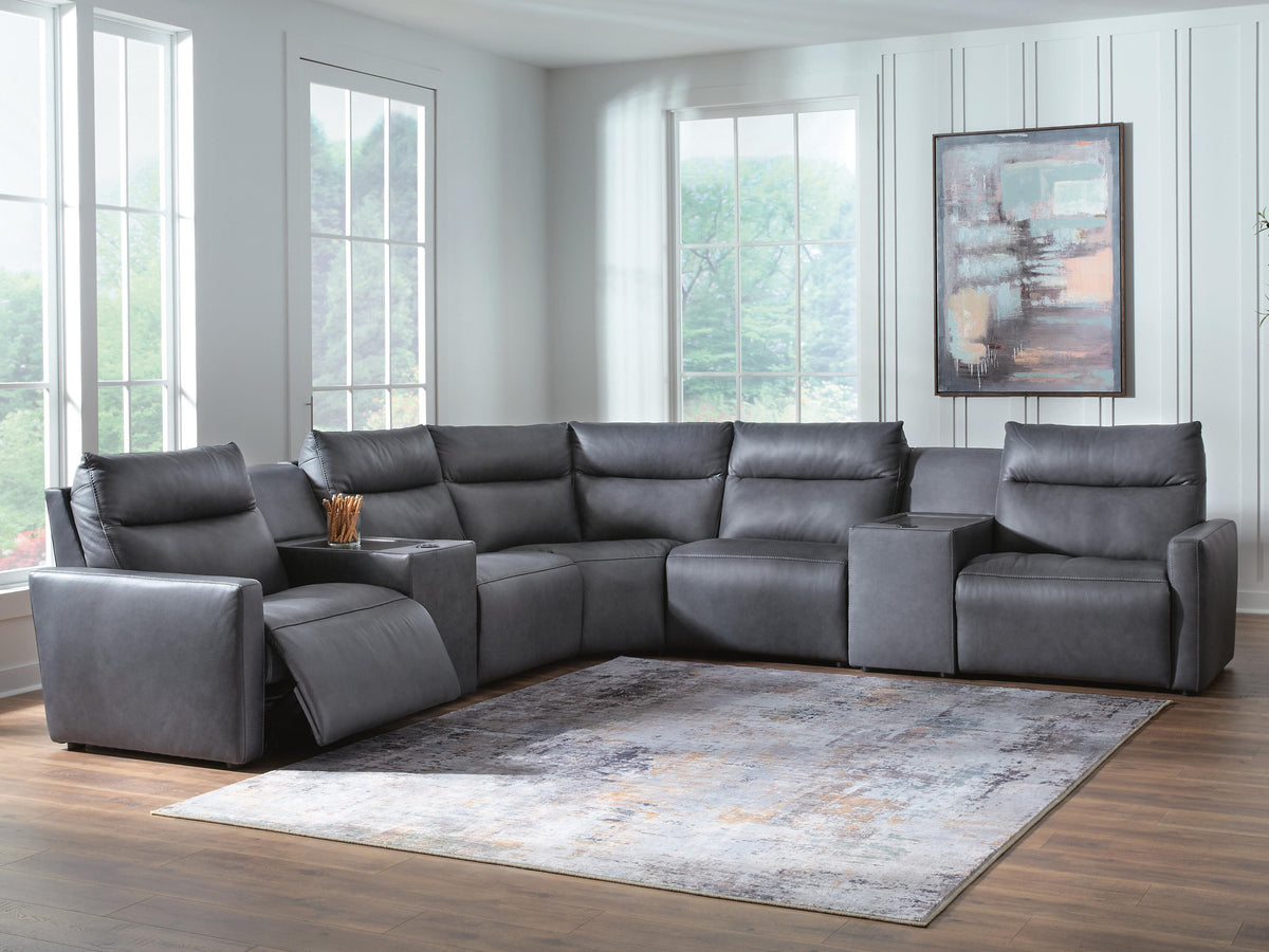 Diamond Furniture - Ashley Furniture - ModZ 7-Piece Power Reclining Sectional with Audio Consoles - 7-Piece Power Reclining Sectional with Audio Consoles - U14001S8