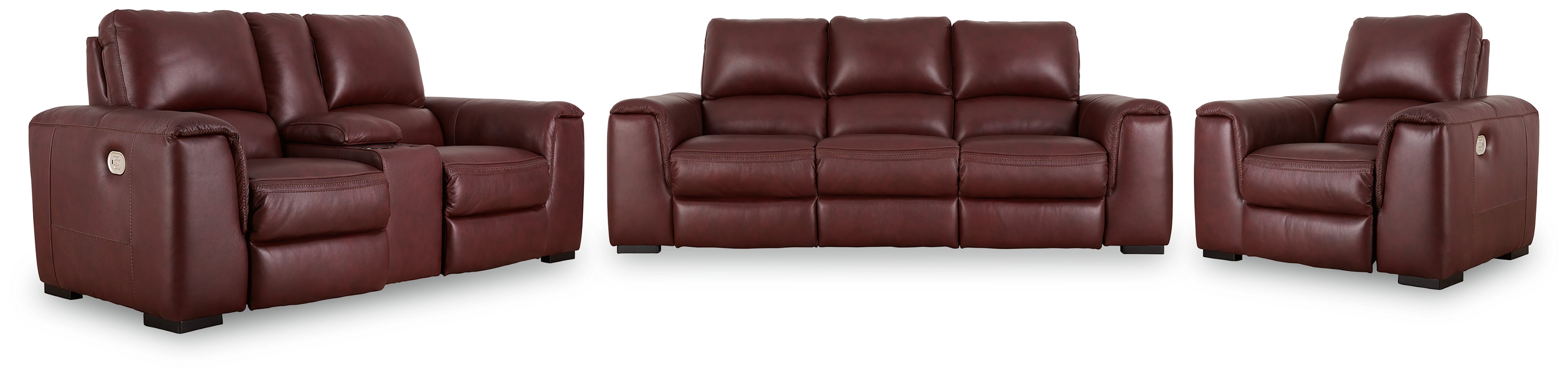 Diamond Furniture - Ashley Furniture - Alessandro Power Reclining Sofa - Power Reclining Sofa, Loveseat and Recliner / Garnet - U25501U3