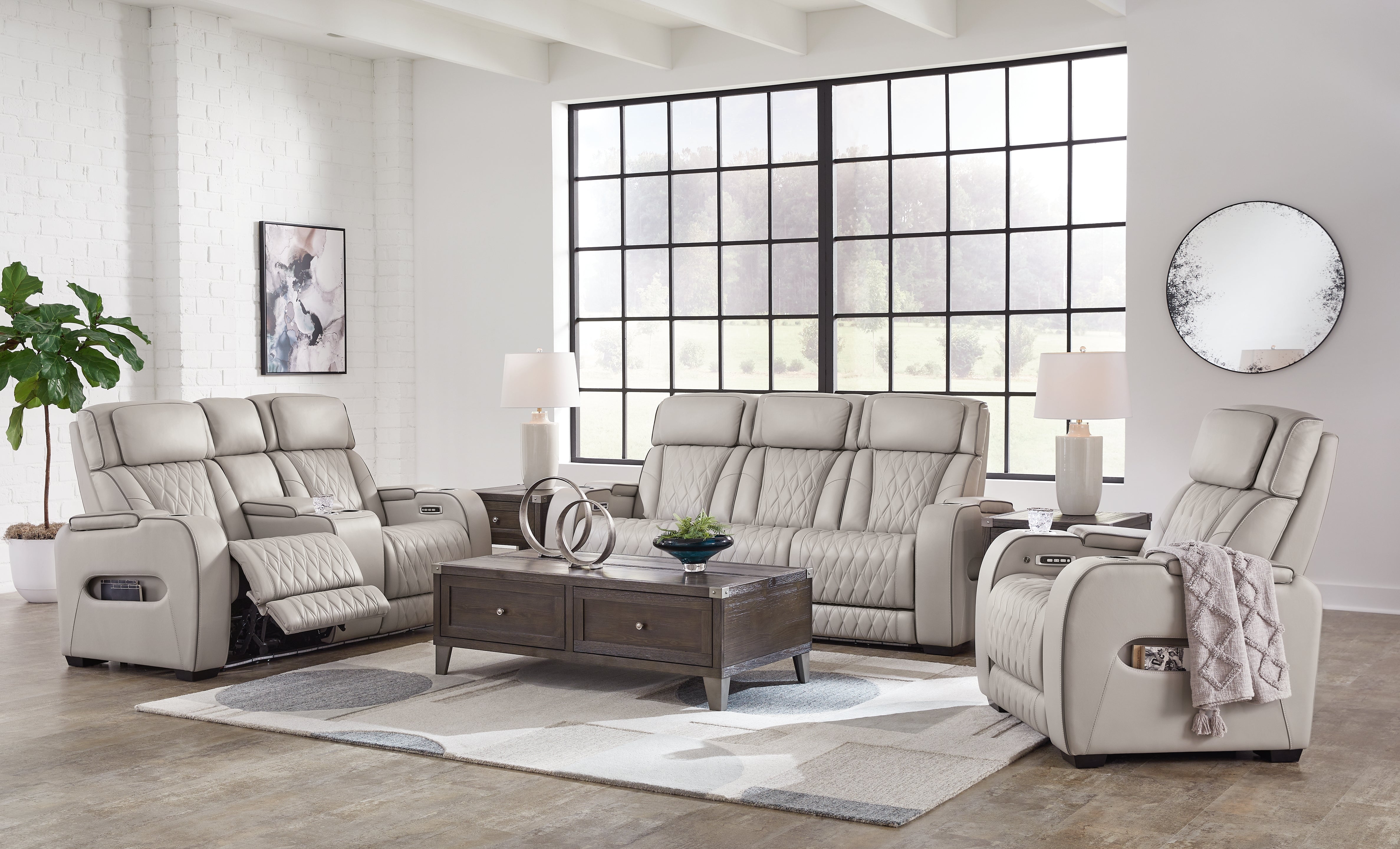 Diamond Furniture - Ashley Furniture - Boyington Power Reclining Sofa - Power Reclining Sofa, Loveseat and Recliner / Gray - U27105U2