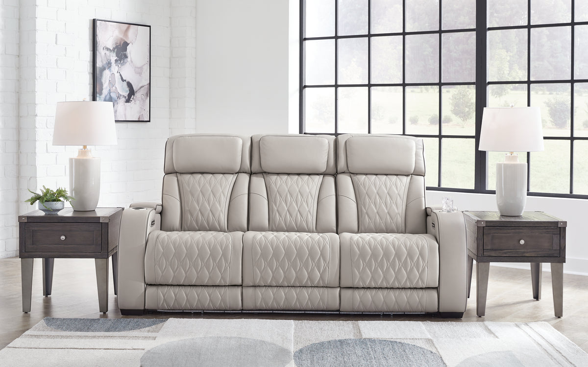 Diamond Furniture - Ashley Furniture - Boyington Power Reclining Sofa - PWR REC Sofa with ADJ Headrest / Gray - U2710515