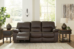 Diamond Furniture - Ashley Furniture - Leesworth Power Reclining Sofa - Reclining Power Sofa / Dark Brown - U4380887