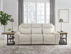 Diamond Furniture - Ashley Furniture - Mindanao Power Reclining Sofa - PWR REC Sofa with ADJ Headrest / Coconut - U5950515