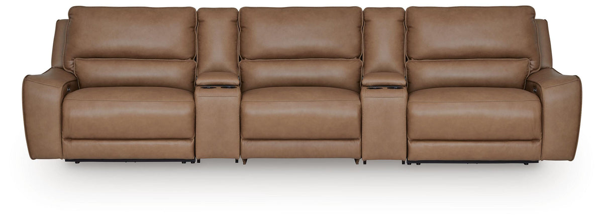 Diamond Furniture - Ashley Furniture - DeepWakes 5-Piece Reclining Sectional with Storage Consoles - 5-Piece Reclining Sectional with Storage Consoles - PCU62606S39