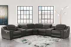 Diamond Furniture - Ashley Furniture - Center Line 7-Piece Power Reclining Sectional - 7-Piece Power Reclining Sectional / Dark Gray - U63404S7