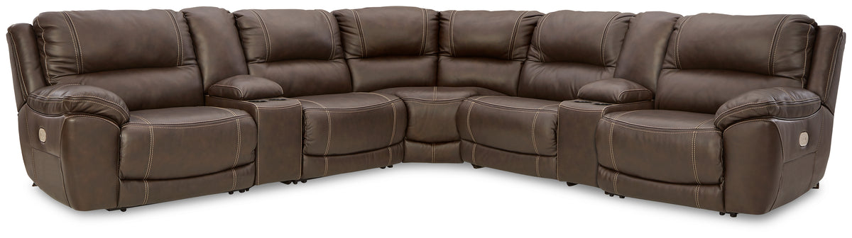 Diamond Furniture - Ashley Furniture - Dunleith 7-Piece Power Reclining Sectional - 7-Piece Power Reclining Sectional / Chocolate - U71604S7