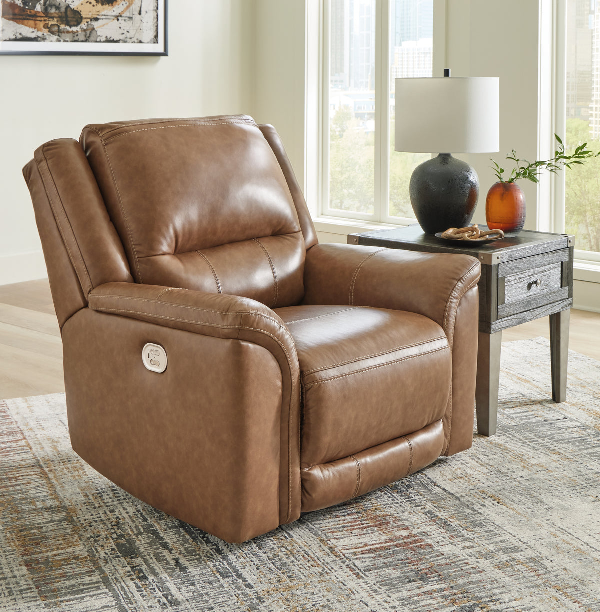 Diamond Furniture - Ashley Furniture - Trasimeno Living Room - 2 Seat PWR REC Sofa ADJ HDREST / Caramel - U8281547
